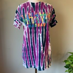 UNISEX Neon Letter Tie Dye Nassau Bahamas Tee Small